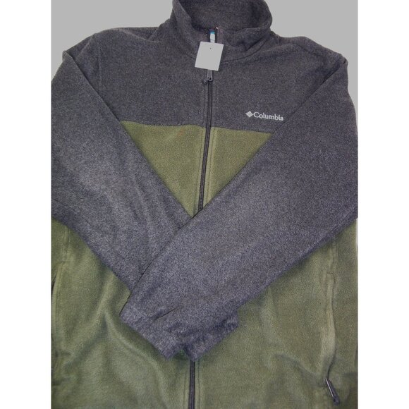 Columbia Men's Regular Fit Full Zip Fleece Jacket, Green/Gray, Size Large - Picture 1 of 6